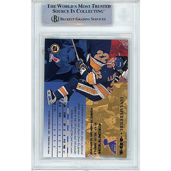 Ian Laperriere Signed 1994-95 Leaf Hockey Card Beckett St Louis Blues Autograph - Picture 3 of 5